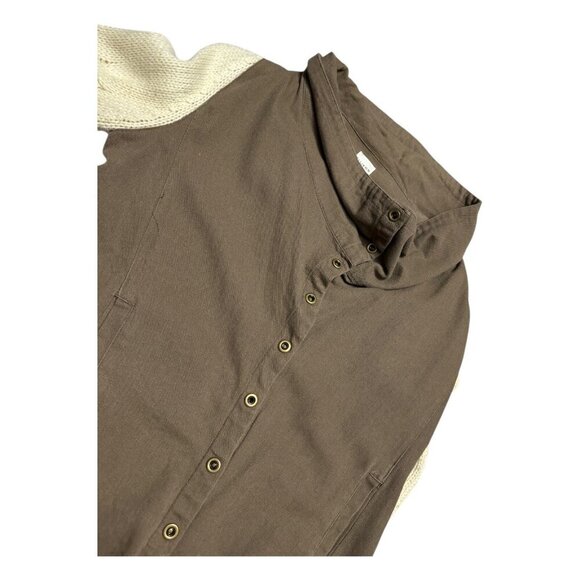 ELLISON Khaki Knit Sleeve Luxury Designer Casual Sweater Jacket Shacket Womens L - Picture 6 of 7